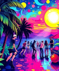 Tropical Roller Disco Nights Paint By Numbers