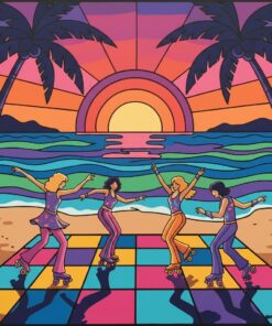 Tropical Roller Disco Sunset Paint By Numbers