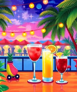 Tropical Roller Rink Cocktails Paint By Numbers