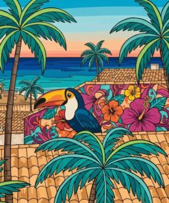 Tropical Rooftop Graffiti Art Paint By Numbers