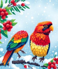 Tropical Roost In Snow Paint By Numbers