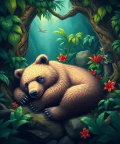 Tropical Ruin Bear Slumber Paint By Numbers