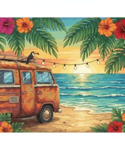 Tropical Rust Camper Mural Paint By Numbers