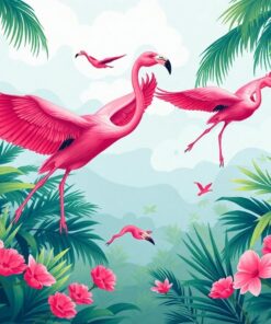 Tropical Savannah Flamingo Flight Paint By Numbers