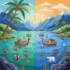 Tropical Scandinavian Fishing Waters Paint By Numbers