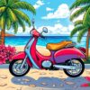 Tropical Seaside Moped Escape Paint By Numbers