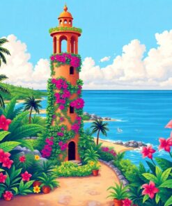 Tropical Seaside Tower Vines Paint By Numbers