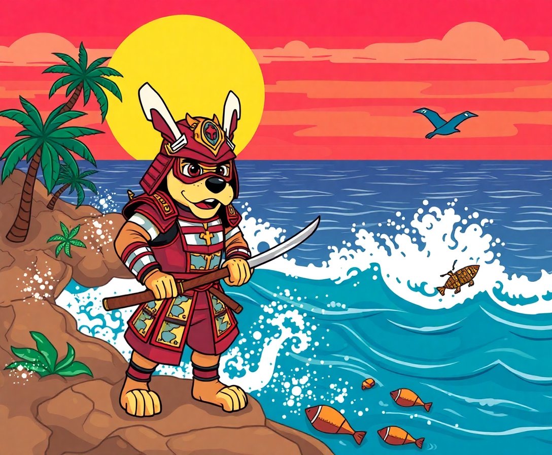 tropical-shore-samurai-patrol-paint-by-numbers-kit