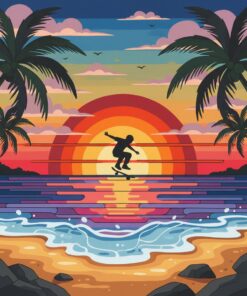 Tropical Skater Twilight Silhouette Paint By Numbers