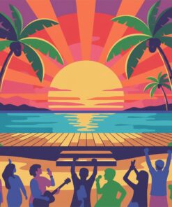 Tropical Stage Sunset Poster Paint By Numbers