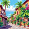 Tropical Street Corner Vinyl Paint By Numbers