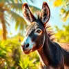 Tropical Sunlit Baby Donkey paint by numbers
