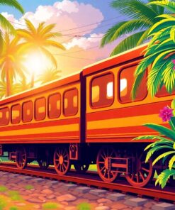 Tropical Sunlit Train Wheels Paint By Numbers