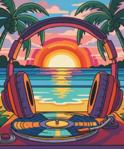 Tropical Sunset Audio Gear Paint By Numbers