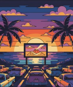 Tropical Sunset Drive In Paint By Numbers