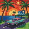 Tropical Sunset Drive In Paint By Numbers