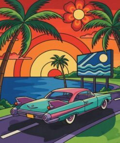 Tropical Sunset Drive In Paint By Numbers