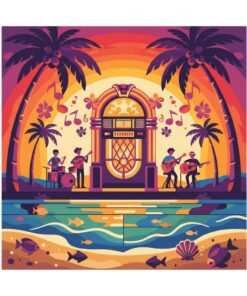 Tropical Sunset Jukebox Concert Paint By Numbers