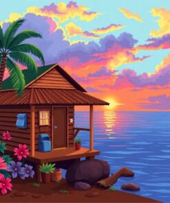 Tropical Sunset Mail Cabin Paint By Numbers