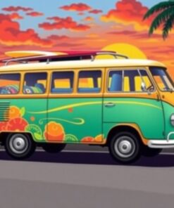 Tropical Surf Bus Dusk Paint By Numbers