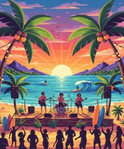Tropical Surf Concert Poster Paint By Numbers