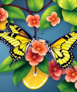 Tropical Swallowtails On Lemon Paint By Numbers