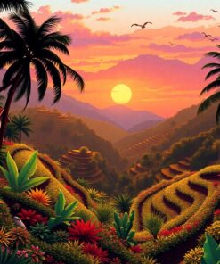 Tropical Terraced Sunset Paint By Numbers
