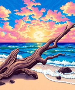 Tropical Tide Meets Driftwood Paint By Numbers