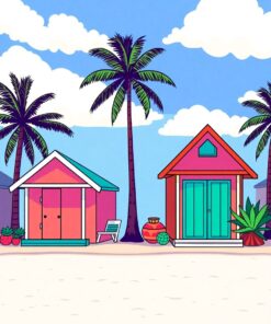 Beach Huts Paint Numbers