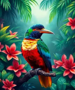 Tropical Trogon Paradise paint by numbers