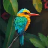 Tropical Turquoise Browed Bird Paint By Numbers