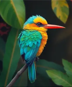 Tropical Turquoise Browed Bird Paint By Numbers