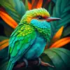 Tropical Turquoise Browed Bird Paint By Numbers