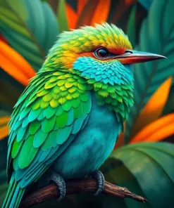 Tropical Turquoise Browed Bird Paint By Numbers