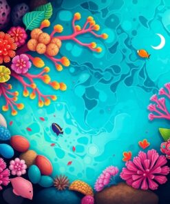 Tropical Turquoise Heart Reef Paint By Numbers