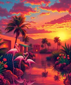Flamingo Oasis Paint Numbers