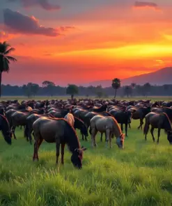 Tropical Twilight Herd Grazing Paint By Numbers