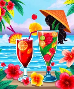 Tropical Valentine Mai Tai Paint By Numbers