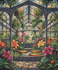 Tropical Victorian Glasshouse Lilies Paint By Numbers