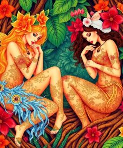 Tropical Victorian Root Nymphs Paint By Numbers