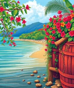 Tropical Vines Reclaiming Barrels Paint By Numbers