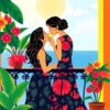 Tropical Vintage Balcony Kiss Paint By Numbers