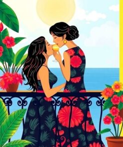 Tropical Vintage Balcony Kiss Paint By Numbers
