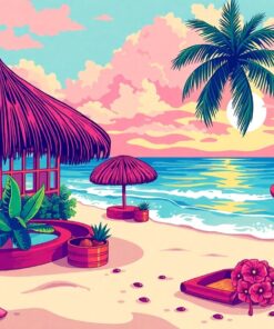 Tropical Vintage Beach Beats Paint By Numbers
