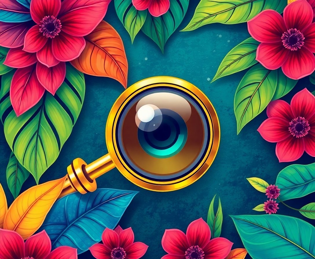 Tropical Vintage Brass Loupe Paint By Numbers Kit completed