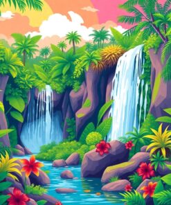Tropical Waterfall Expedition Paint By Numbers