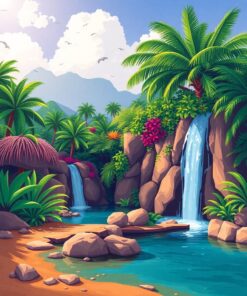 Waterfall Hideaway Paint Numbers