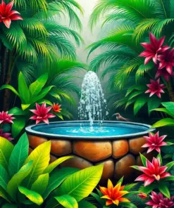 Tropical Watering Trough paint by numbers