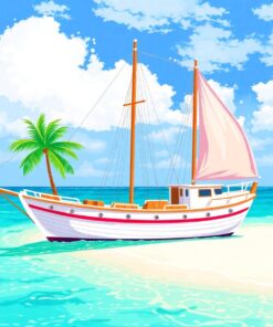 Tropical White Sand Ship Paint By Numbers