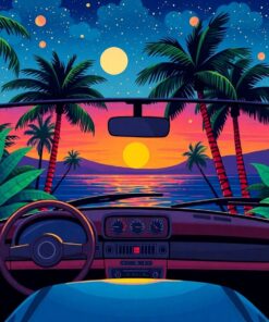 Tropical Windshield Movie Night Paint By Numbers